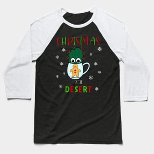 Christmas In The Desert - Small Cactus With Red Spikes In Christmas Mug Baseball T-Shirt